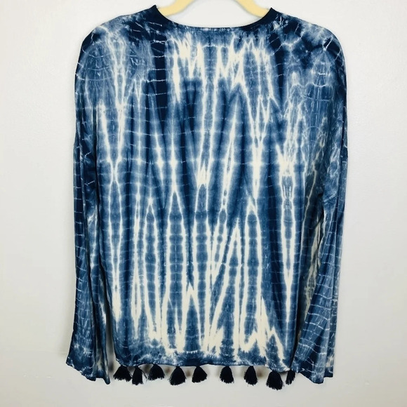 Jachs Girlfriend Women’s Small Tie-dye Long Sleeve Tassel Hem Top - Picture 2 of 9